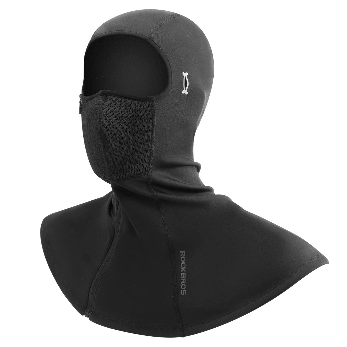 ROCKBROS Balaclava Pasamontañas Esquí con Cremallera Impermeable Forro Polar Invierno Negro