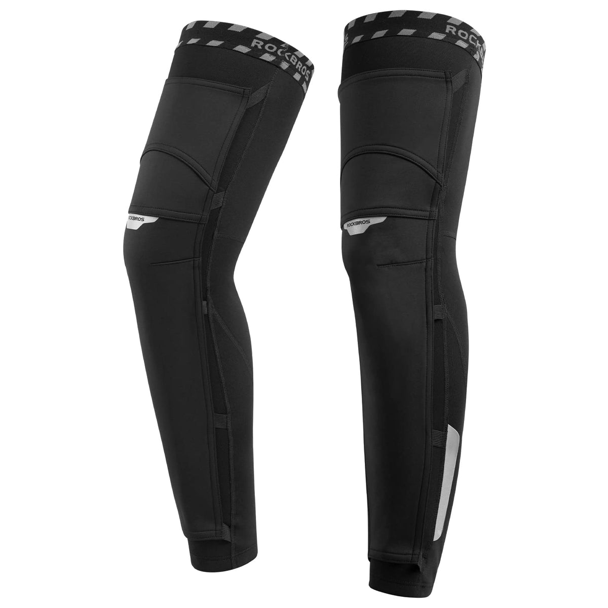 ROCKBROS Cycling Leg Warmers Thermal Fleece Windproof Compression Knee Sleeves for Men Women