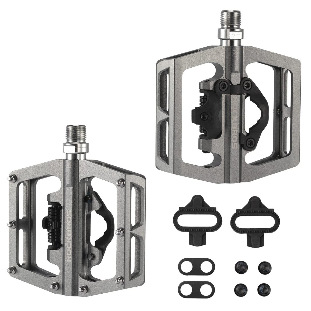 ROCKBROS MTB Aluminum Bike Pedals Compatible with SPD - ROCKBROS #Color_Titanium color