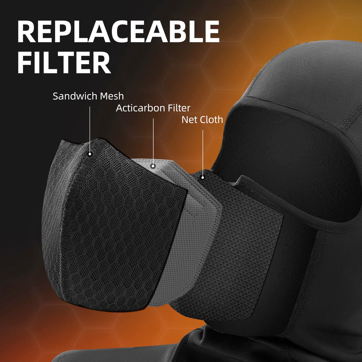 ROCKBROS Balaclava Pasamontañas Esquí con Cremallera Impermeable Forro Polar Invierno Negro