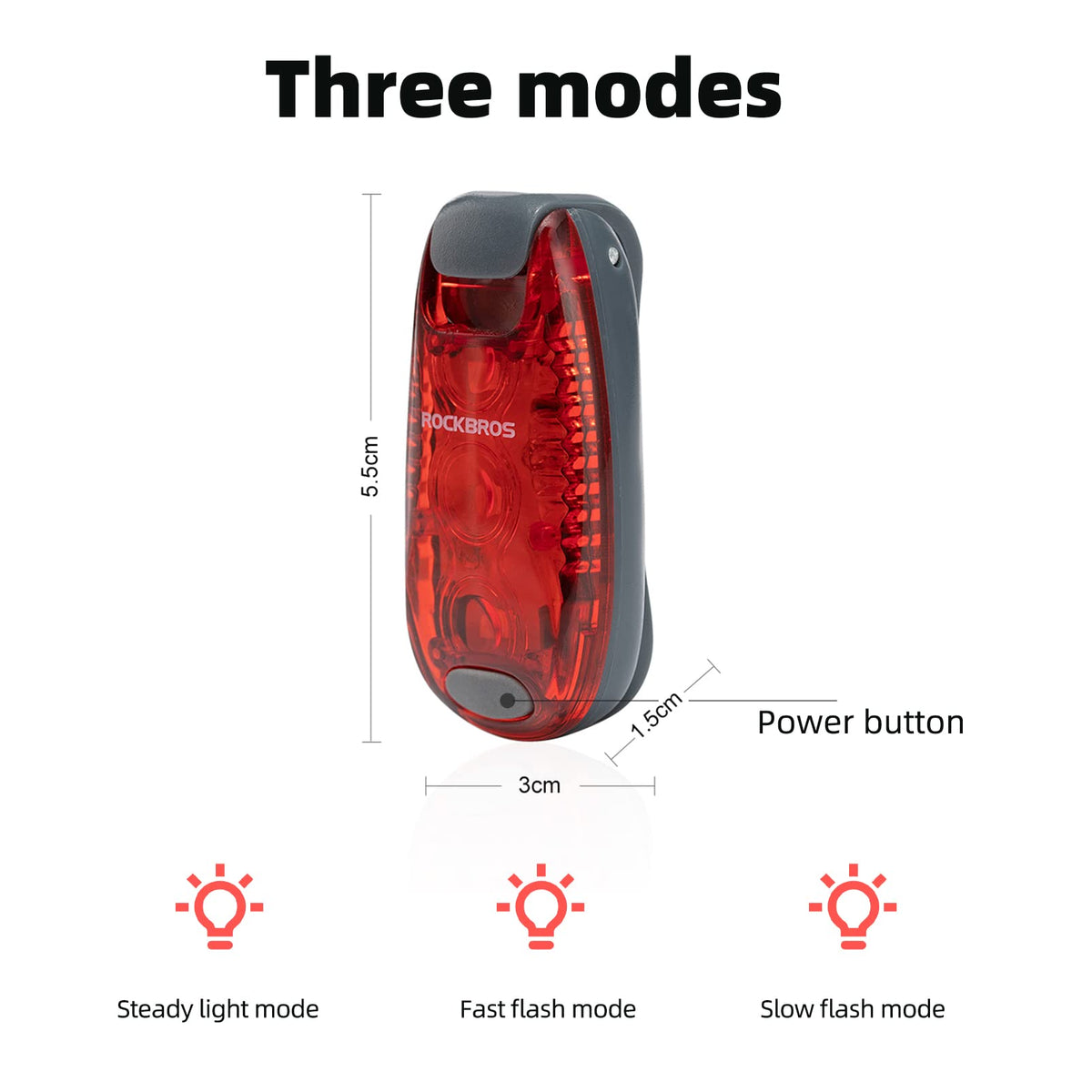 ROCKBROS LED Bike Tail Light Waterproof 3 Modes - ROCKBROS