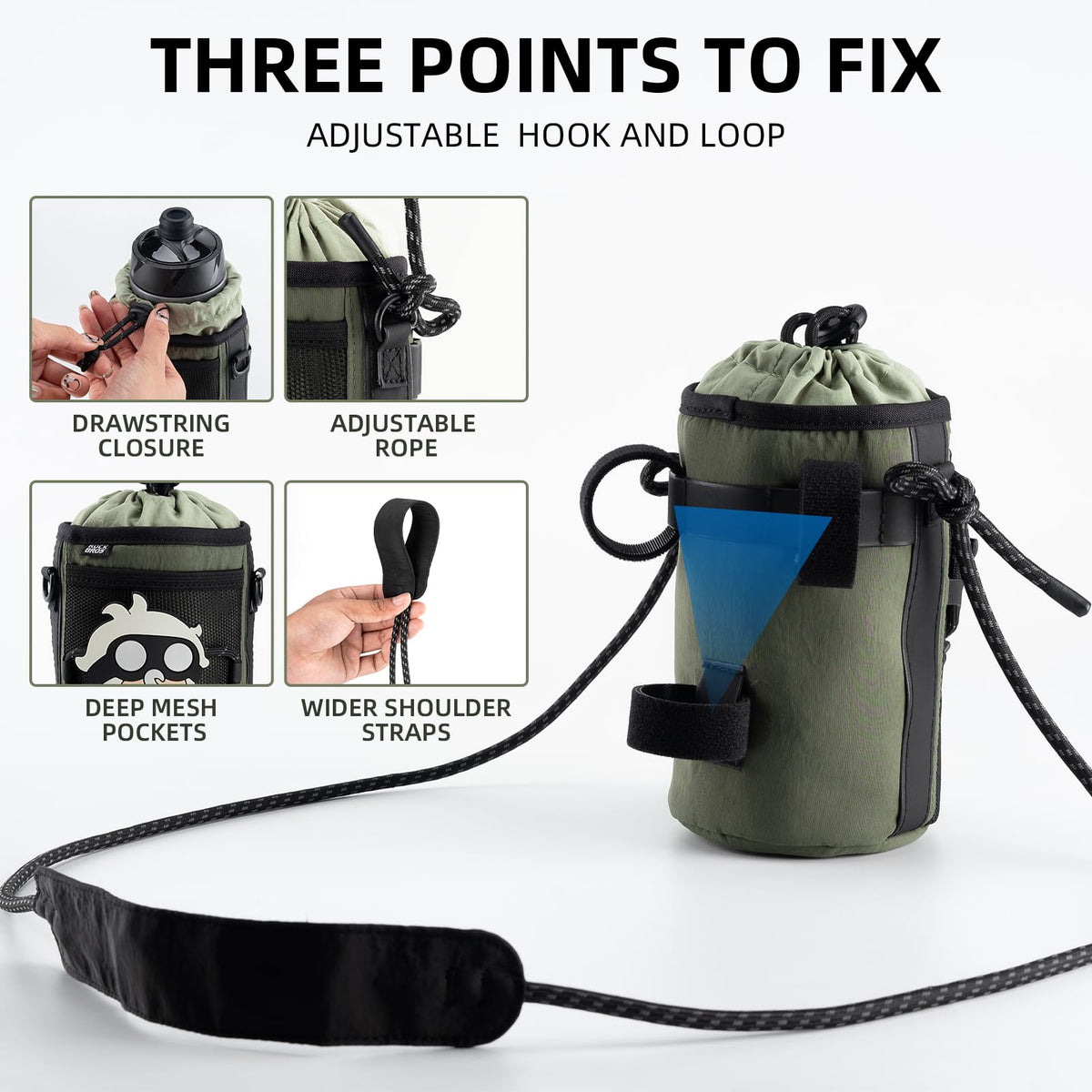 ROCKBROS Bike Water Bottle Holder with Mesh Pockets for Kids Adults