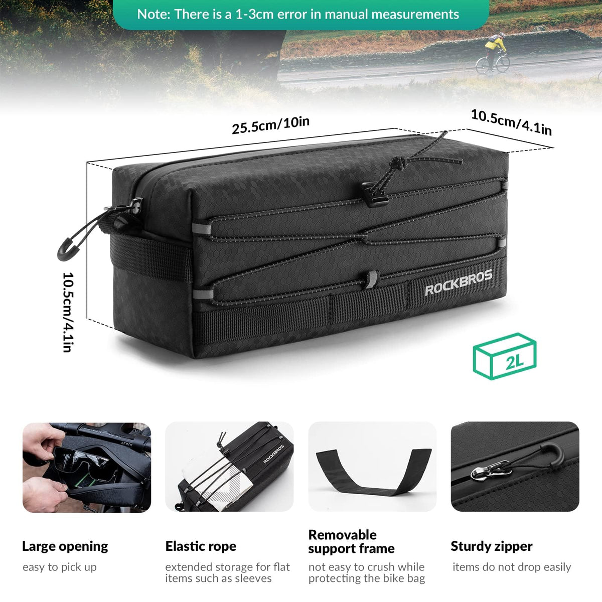 ROCKBROS Waterproof Bike Handlebar Bag Front Frame Storage Bag with Shoulder Strap
