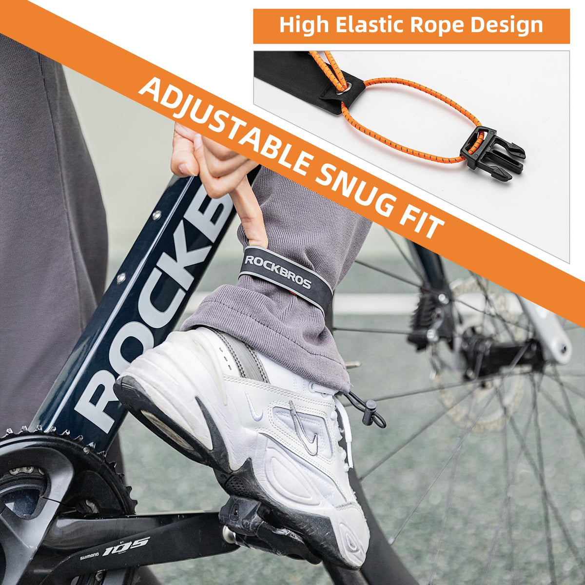 ROCKBROS Reflective Cycling Ankle Bands - Adjustable Pant Leg Straps