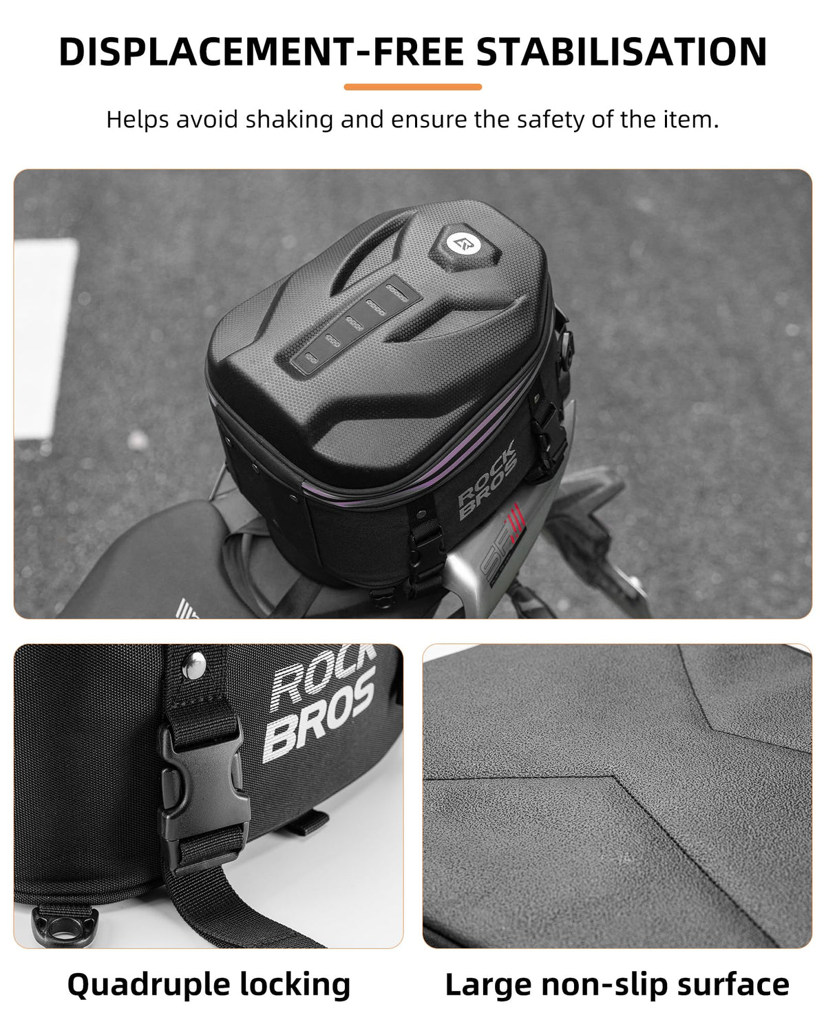ROCKBROS Waterproof Tail Motorcycle Tail Rear Seat Bag 12.5L Storage Backpacks Hard Shell