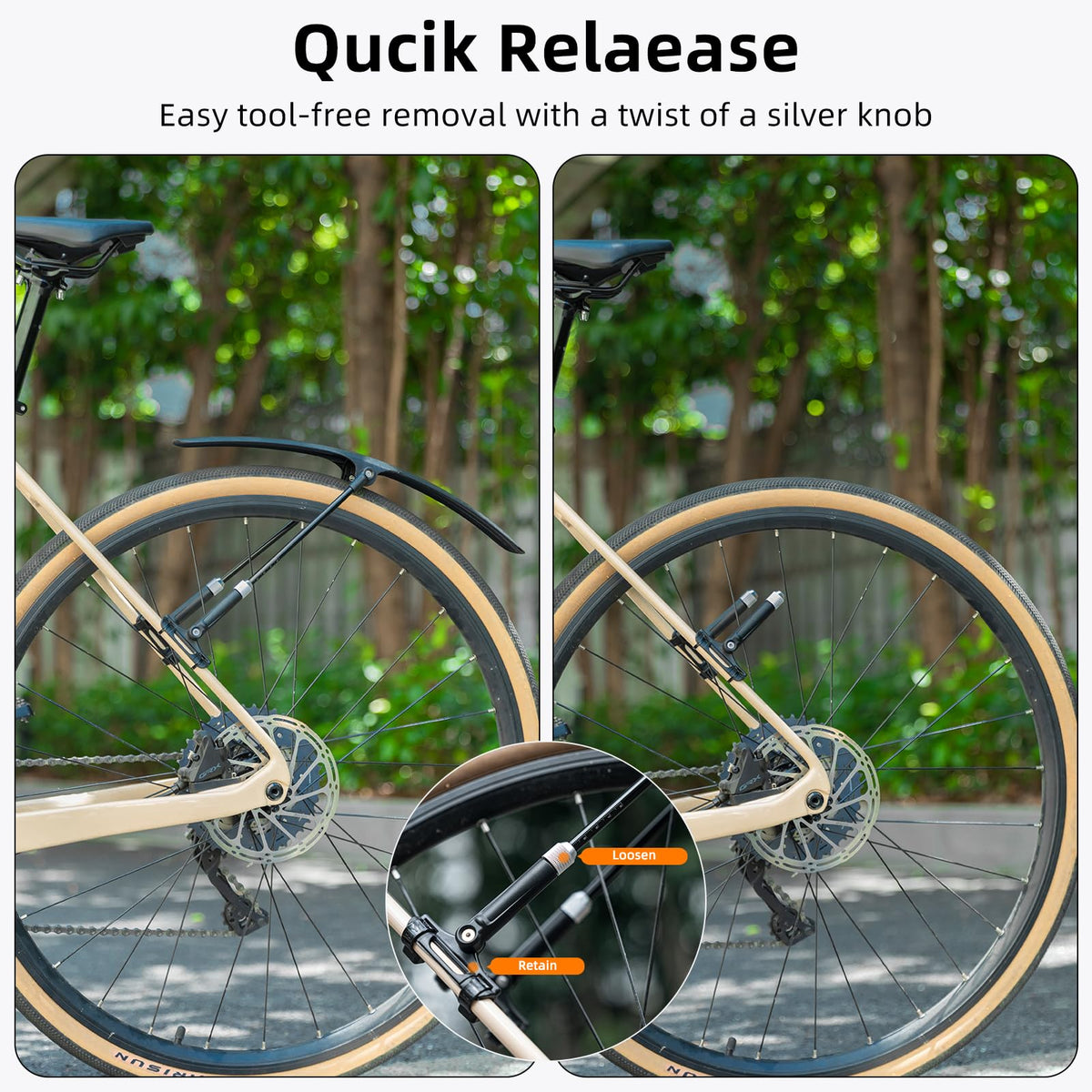ROCKBROS Adjustable Bike Fenders Set for Road Bikes Easy Install - ROCKBROS