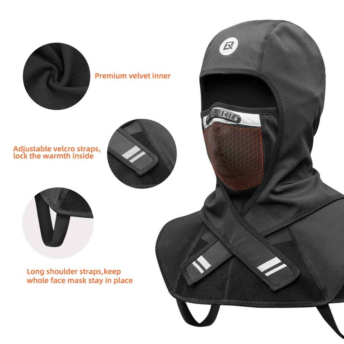 ROCKBROS Men Windproof Thermal Fleece Balaclava Ski Mask Winter Cycling  Motorcycle Gear