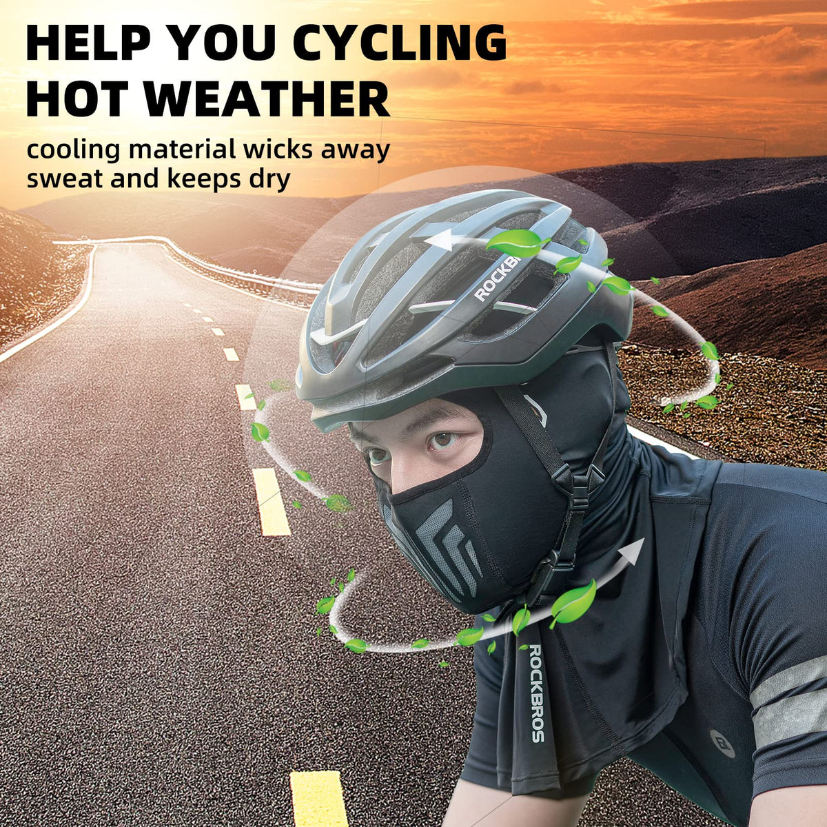 ROCKBROS Summer Balaclava Cooling Face Mask Cover Ice Silk Neck Gaiter