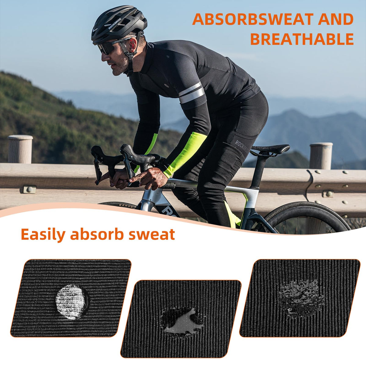 Manguitos Térmicos de Compresión ROCKBROS para Hombre, Mangas de Ciclismo para Actividades al Aire Libre en Invierno