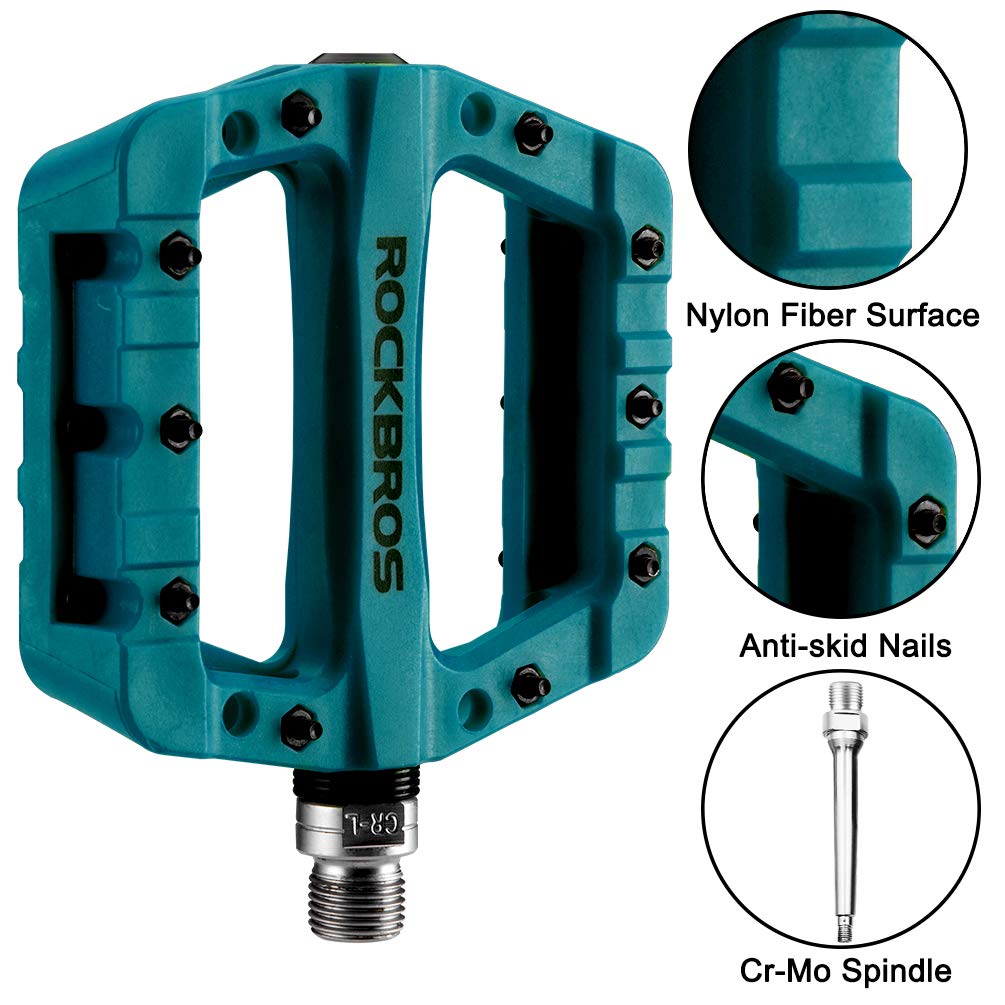 ROCKBROS Nylon Fiber Bicycle Platform Pedals for BMX MTB 9/16" - ROCKBROS