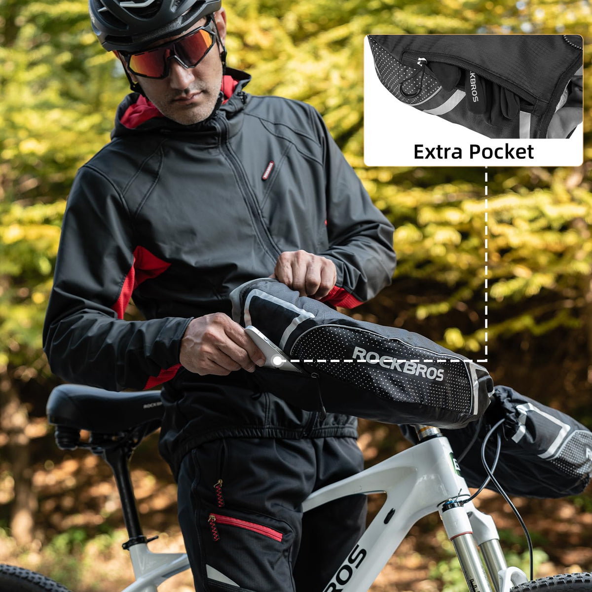 ROCKBROS Winter Handlebar Mittens - Extreme Cold Weather MTB Fat Bike Pogies - ROCKBROS