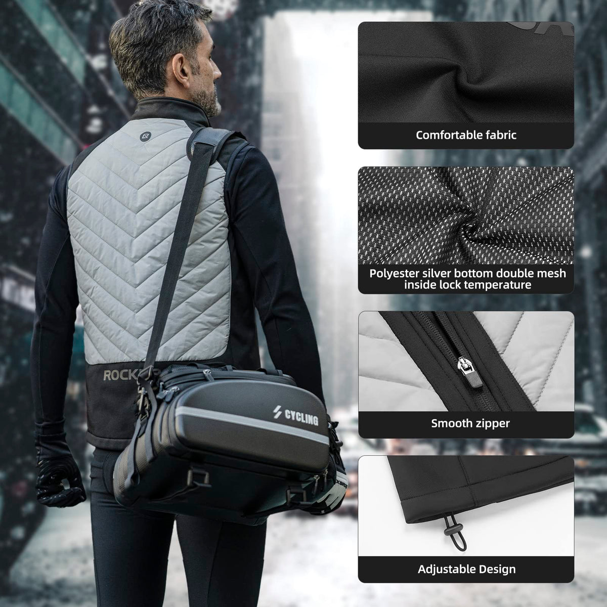 ROCKBROS Heated Vest ¨C Fast Heating, 5 Zones, Unisex, Washable