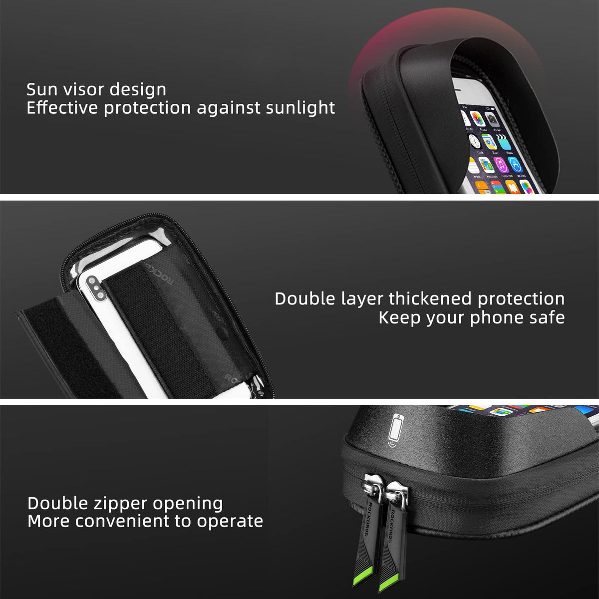 ROCKBROS Waterproof Bike Top Tube Bag - Phone Bag for 6.2” & Under - ROCKBROS
