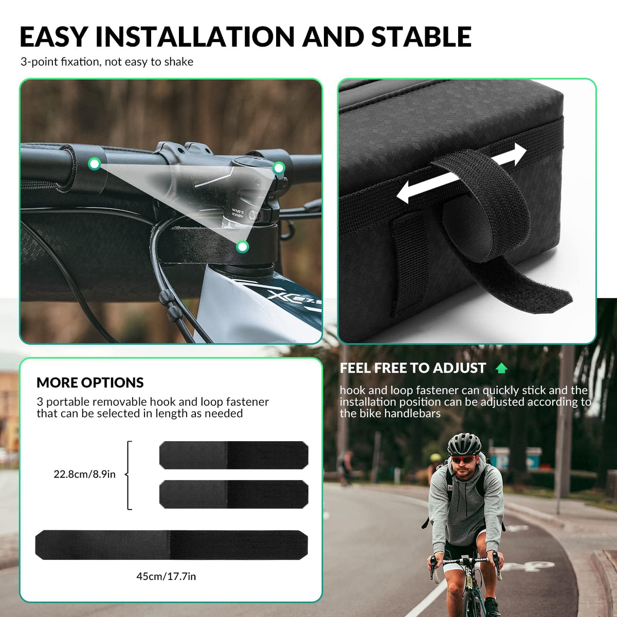 ROCKBROS Waterproof Bike Handlebar Bag Front Frame Storage Bag with Shoulder Strap