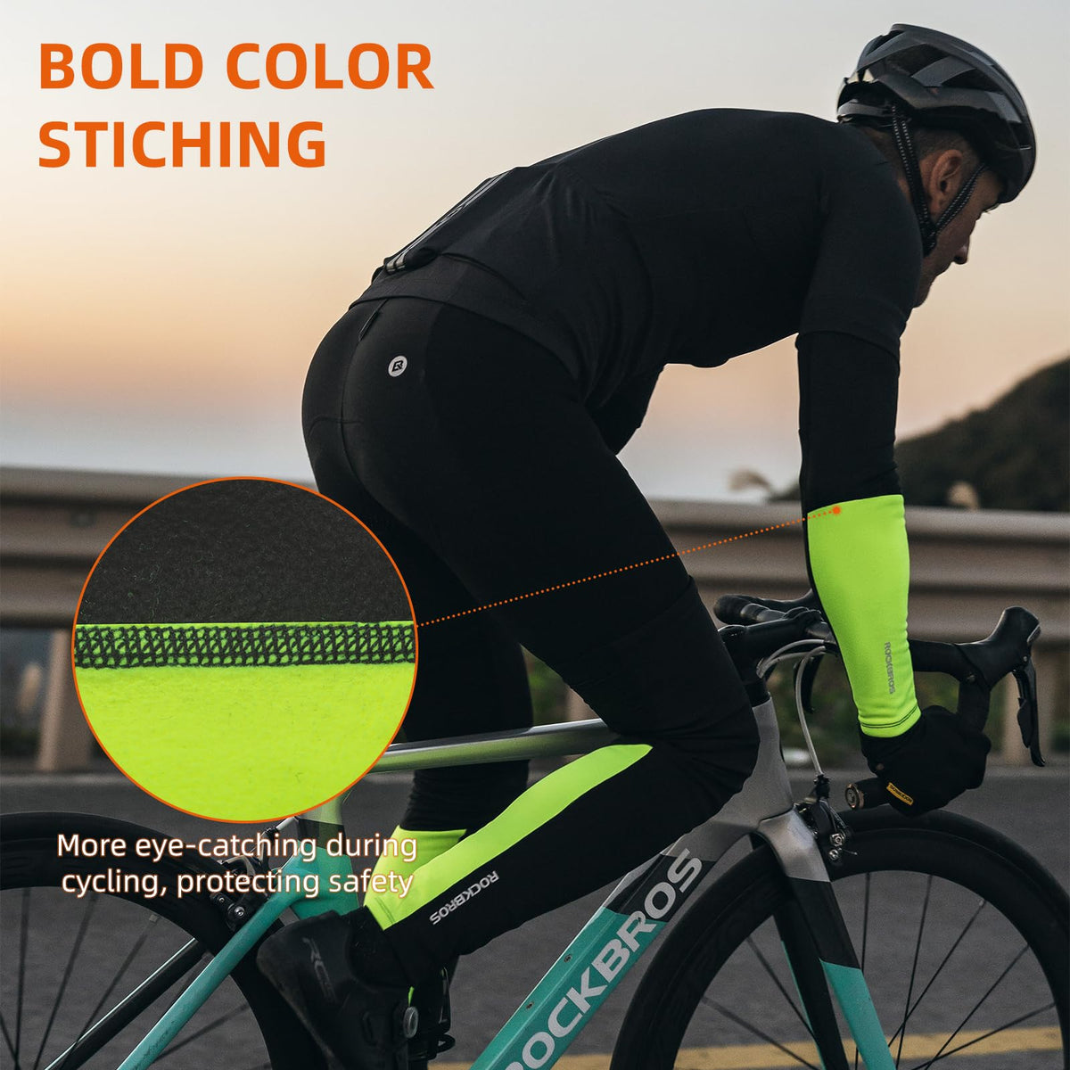 Manguitos Térmicos de Compresión ROCKBROS para Hombre, Mangas de Ciclismo para Actividades al Aire Libre en Invierno