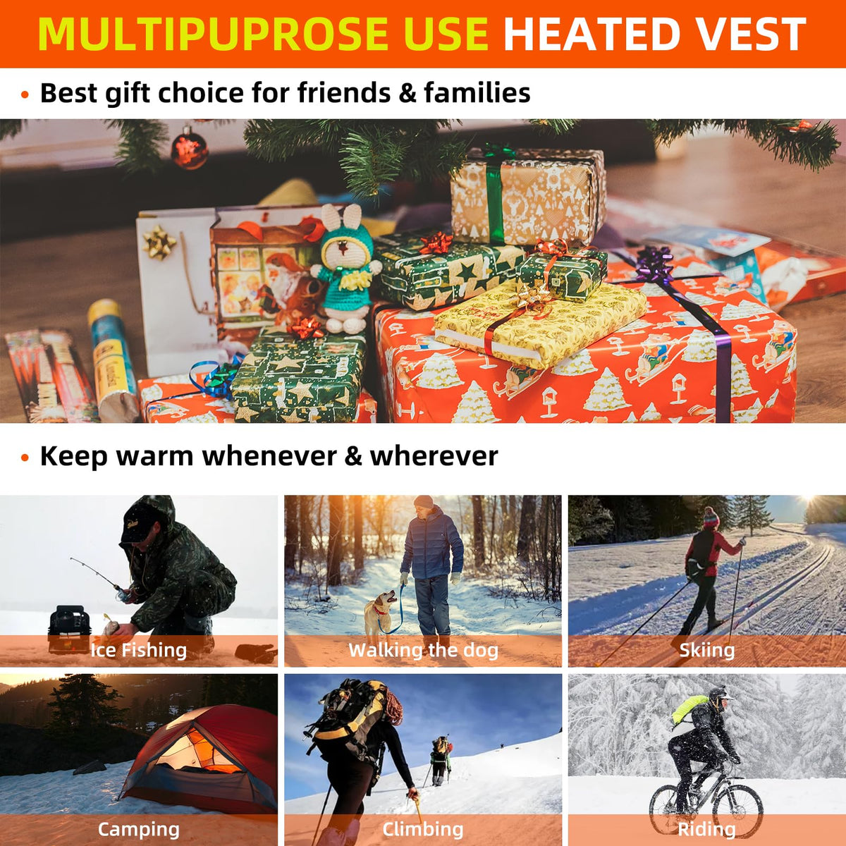 ROCKBROS Heated Vest ¨C Fast Heating, 5 Zones, Unisex, Washable