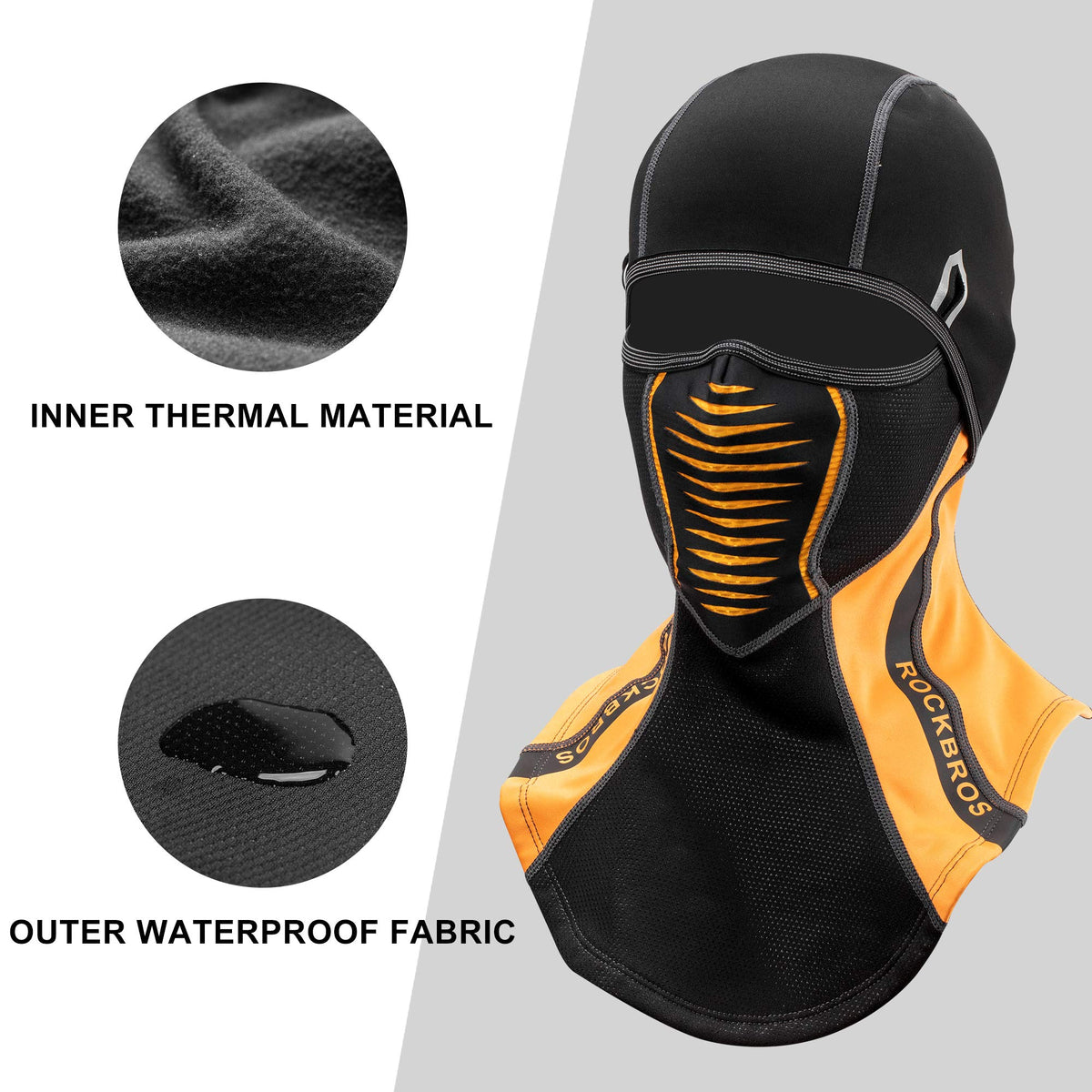 Pasamontañas de esquí ROCKBROS, Balaclava de invierno, cortavientos, de forro polar térmico, para cuello