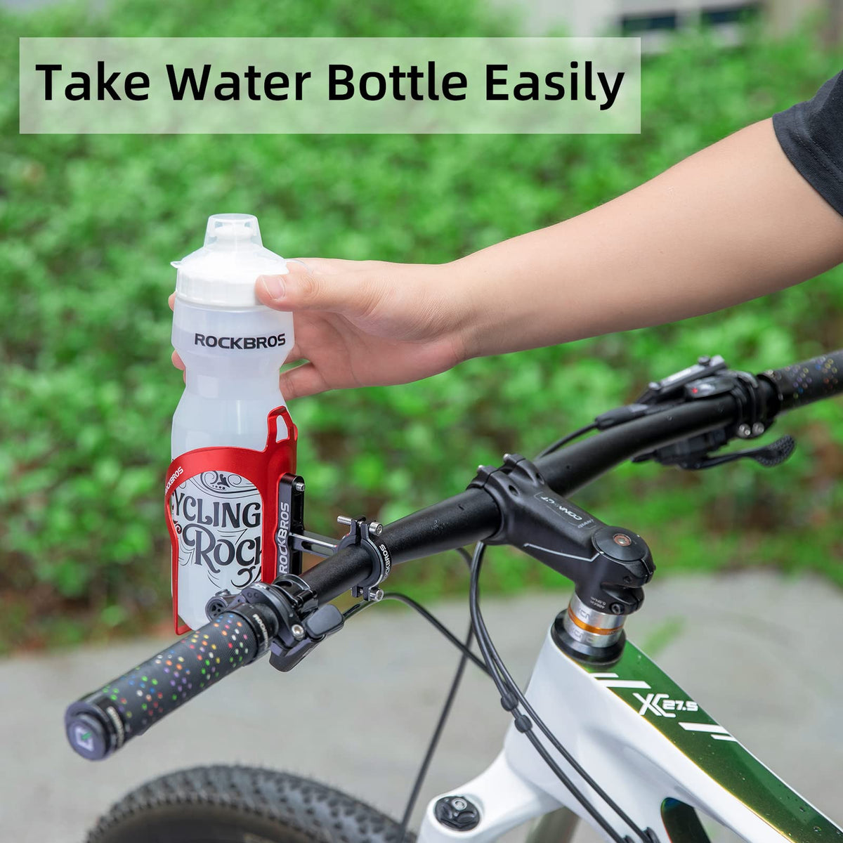 ROCKBROS 2-in-1 Bike Cup Holder Adjustable Bottle Cage for Handlebars & Seat Post - ROCKBROS