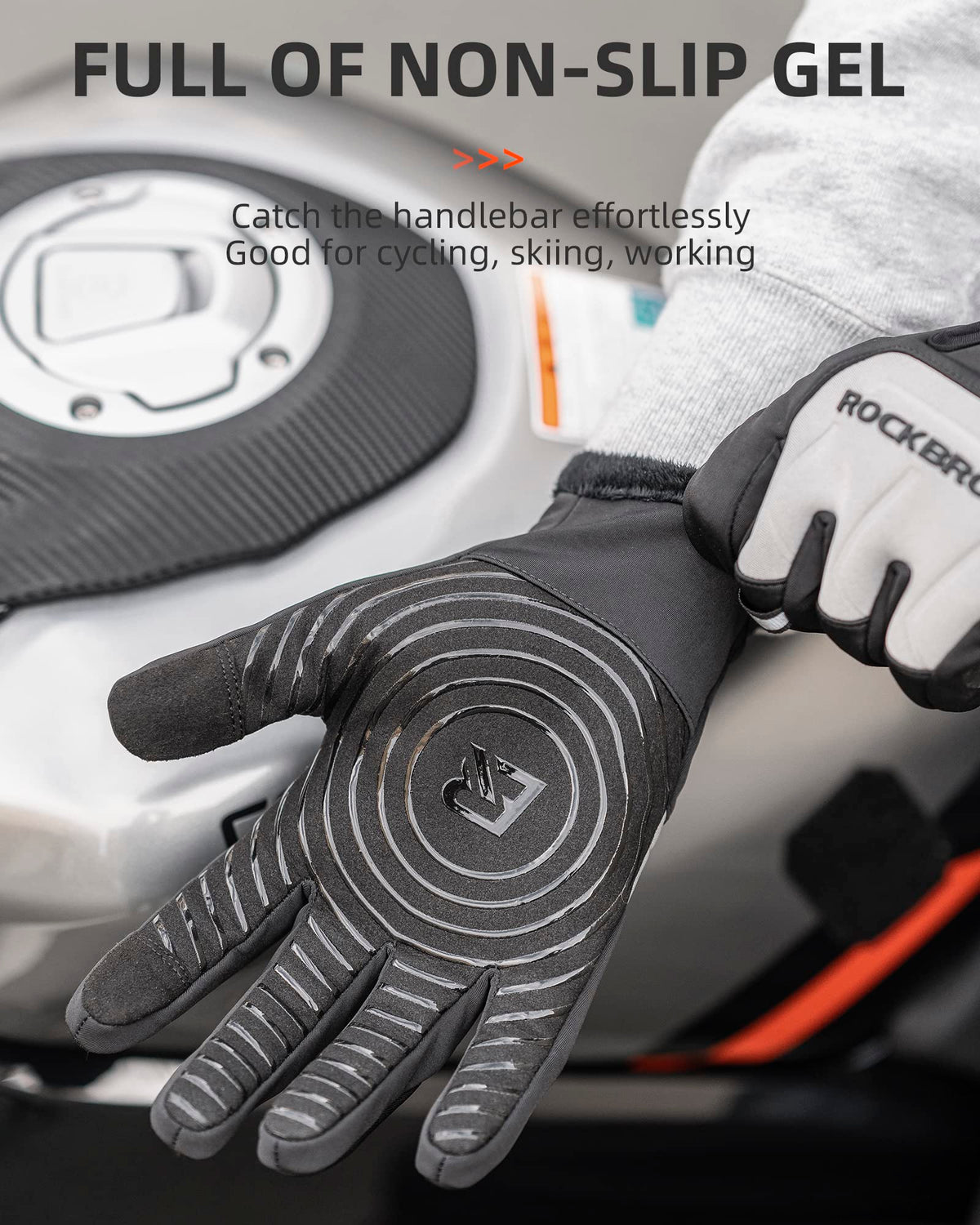 Guantes de Nieve Térmicos ROCKBROS de Ciclismo de Invierno para Correr y Esquiar con Pantalla Táctil para Deportes al Aire Libre