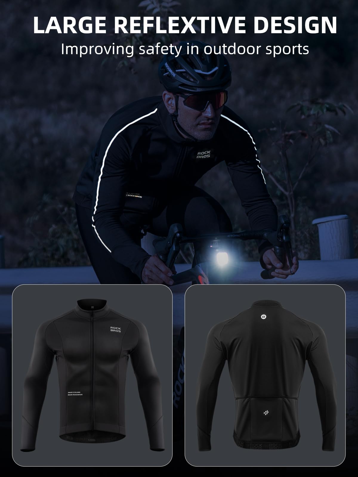 ROCKBROS Chaqueta de ciclismo de invierno para hombre, térmica, cortavientos, softshell para ciclismo de carretera y MTB