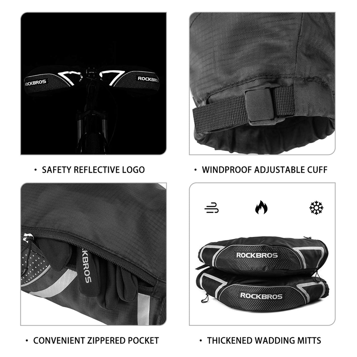 ROCKBROS Winter Handlebar Mittens - Extreme Cold Weather MTB Fat Bike Pogies - ROCKBROS