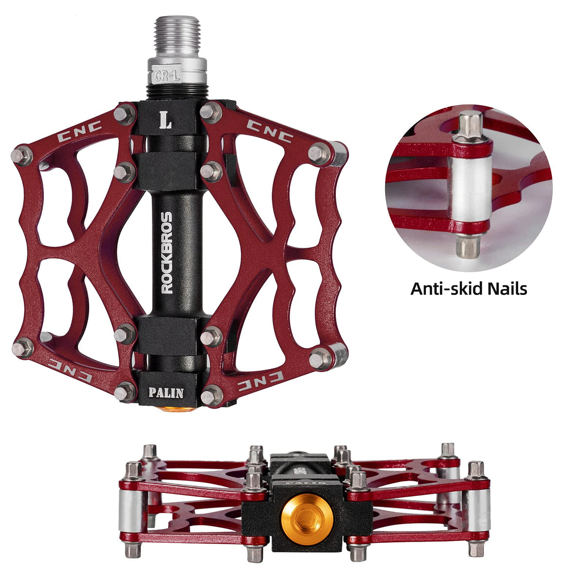 ROCKBROS Lightweight Aluminum Alloy Bike Pedals with Wide Platform Grip - ROCKBROS