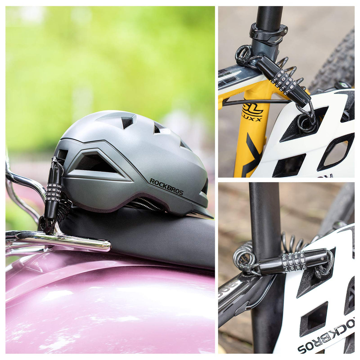 ROCKBROS Retractable Luggage Helmet  Lock 4 Digit Little  Black, 2Pcs - ROCKBROS