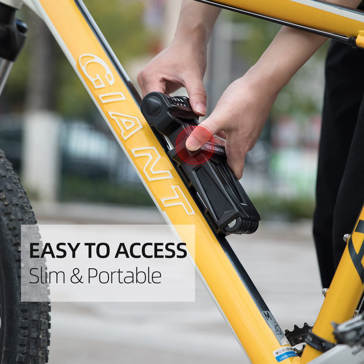 ROCKBROS Folding Bike Lock Heavy Duty Anti-Theft 4-Digit Combination Lock with Mount