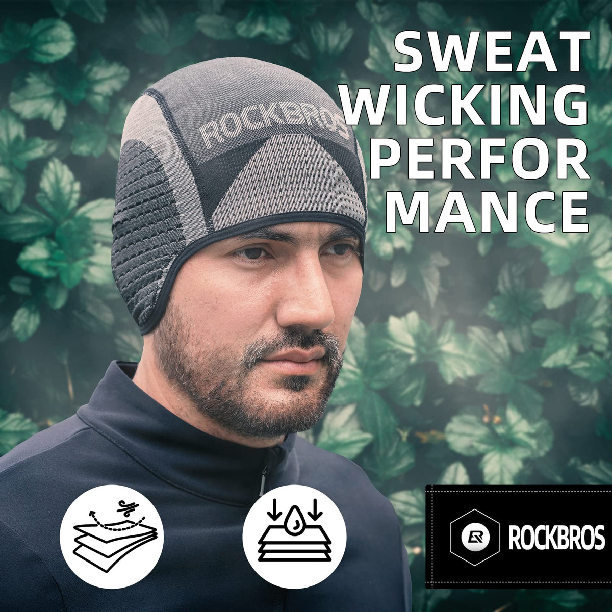 ROCKBROS Winter Cycling Skull Cap Thermal Helmet Liner with Earflaps for Men  Women