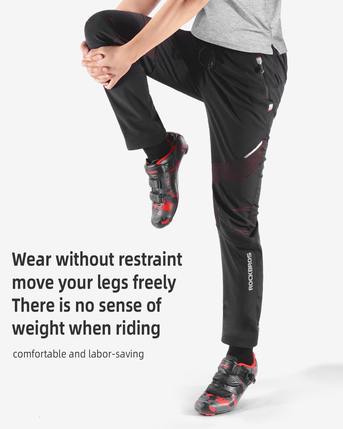 ROCKBROS Winter Cycling Pants Warm Ergonomics Men's Windproof Thermal Bicycling - ROCKBROS