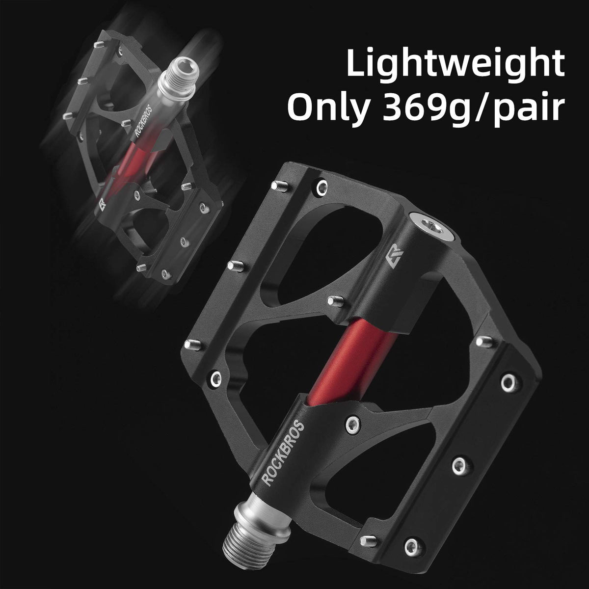 ROCKBROS MTB Pedals Platform Bike Pedal Aluminum 9/16" Bicycle Pedal Non-Slip Lightweight Flat Pedals for BMX Road Mountain Bikes - ROCKBROS