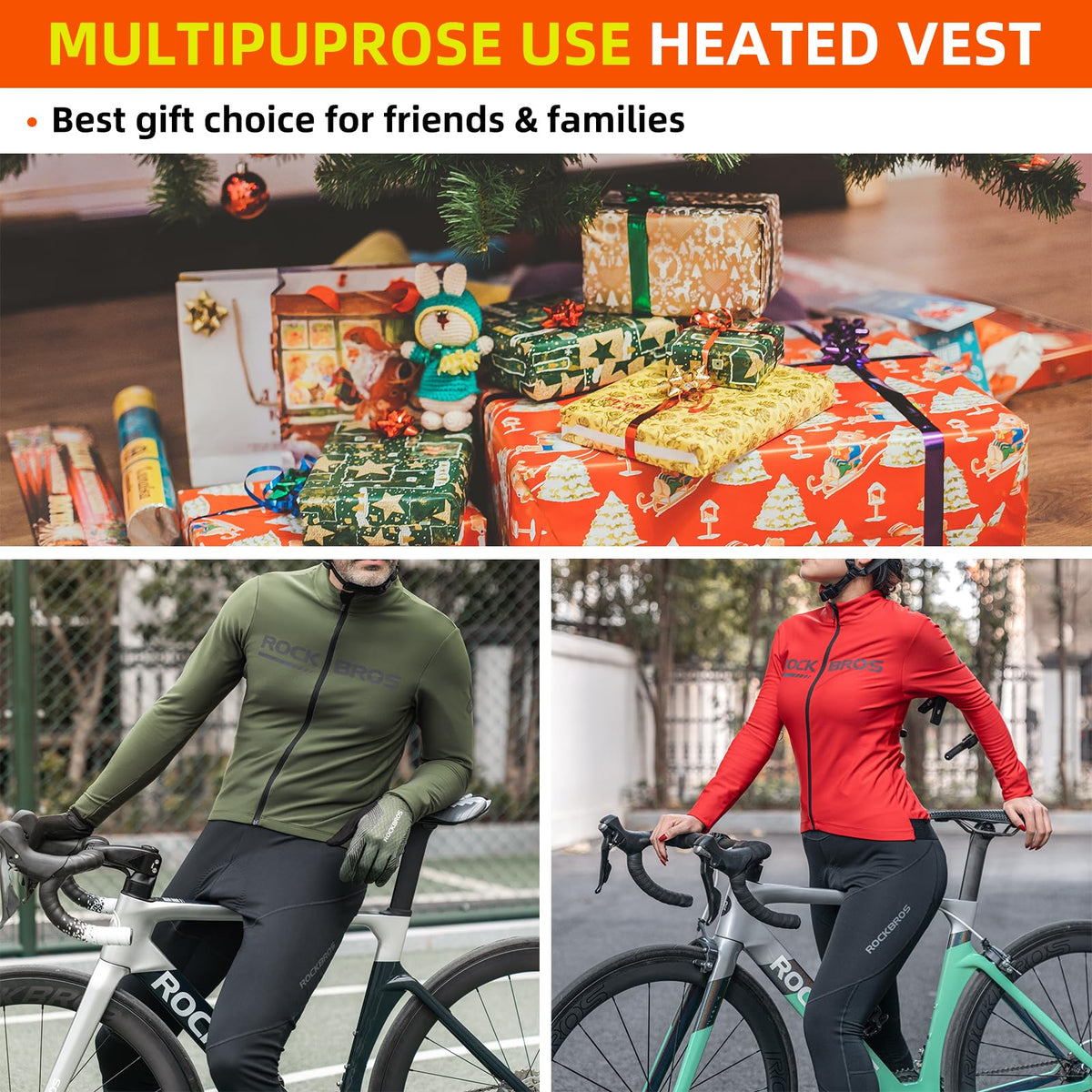 ROCKBROS Men¡¯s Winter Cycling Pants 4D padded, windproof fleece, thermal bike leggings for outdoor riding