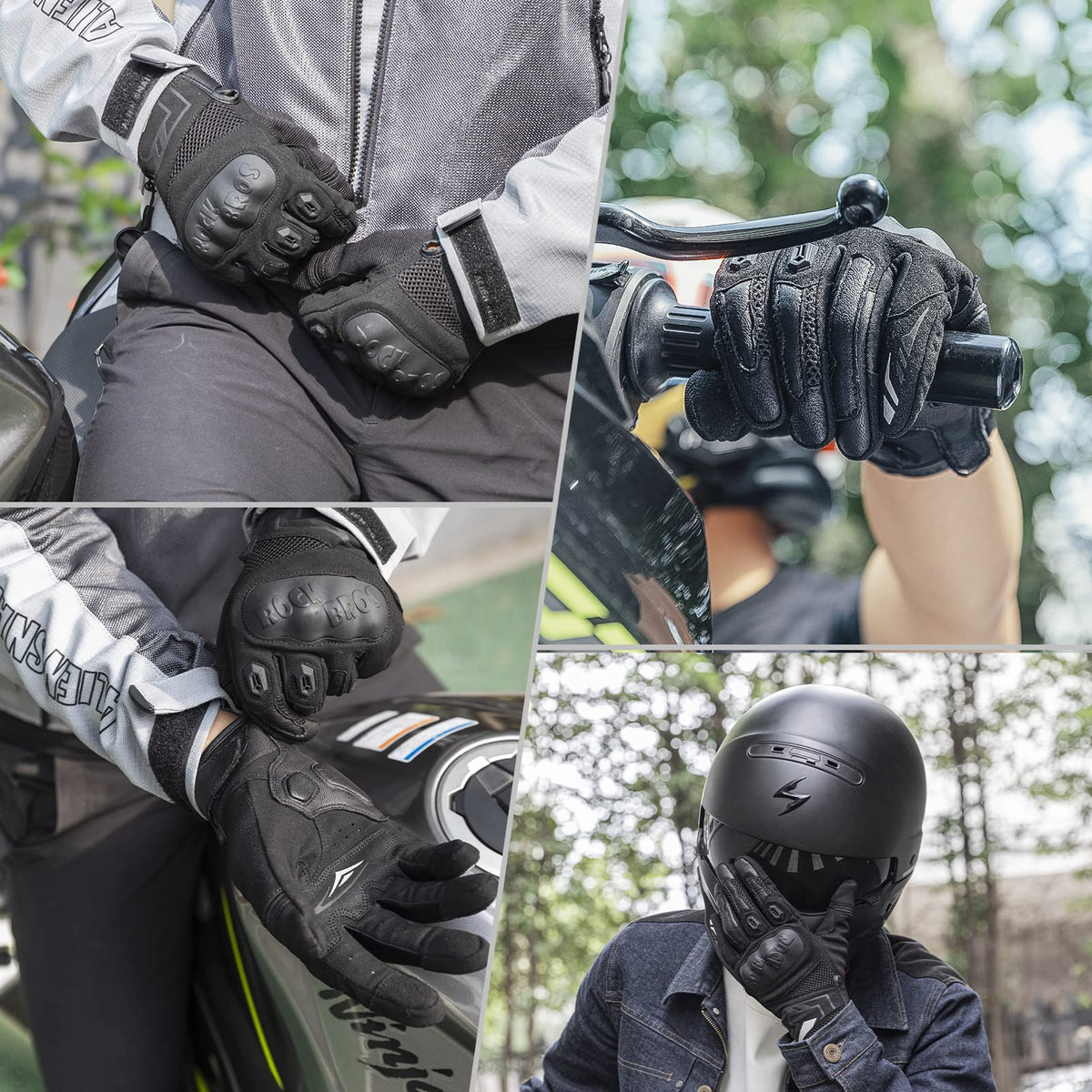 Guantes de moto de verano ROCKBROS - Guantes transpirables con nudillos duros y pantalla táctil para hombre y mujer