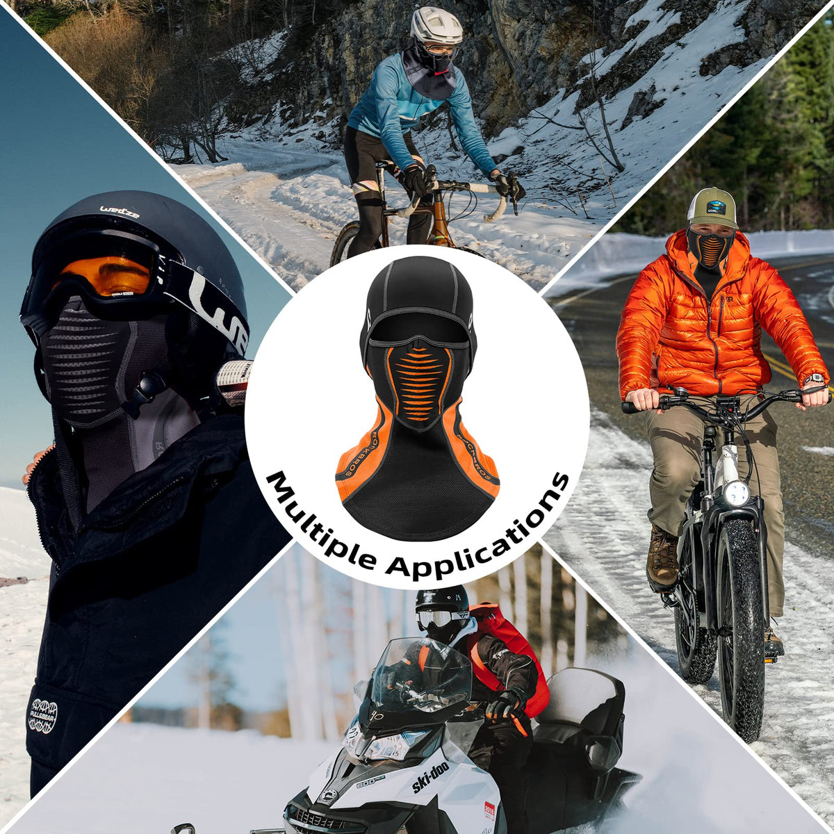 Pasamontañas de esquí ROCKBROS, Balaclava de invierno, cortavientos, de forro polar térmico, para cuello