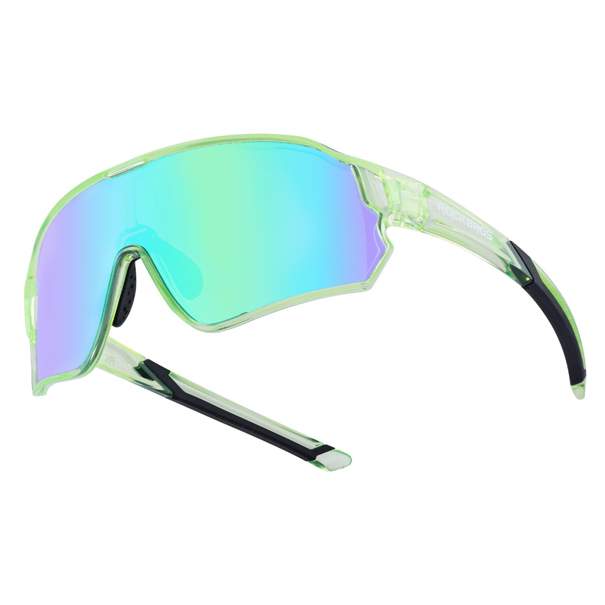 rockbros uv400 protection kids polarized sunglasses front view#color_transparent-green