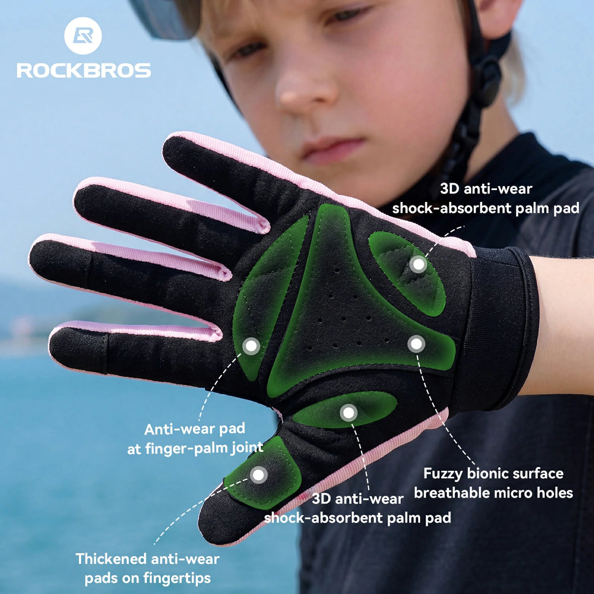 Guantes de dedo completo para niños con protección de carcasa rígida