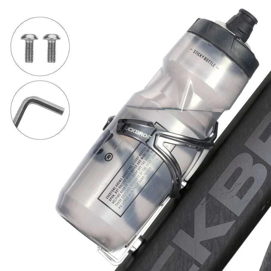 Durable bike water bottle holder with smooth curves and flexible fit #color_black