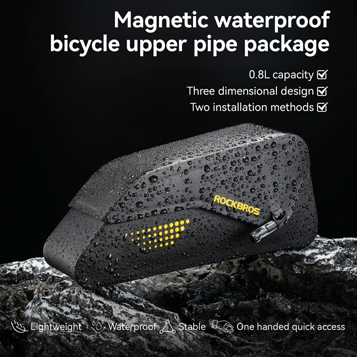 Magnetic Top Tube Bag 0.8L Water-Resistant Bike Frame Bag
