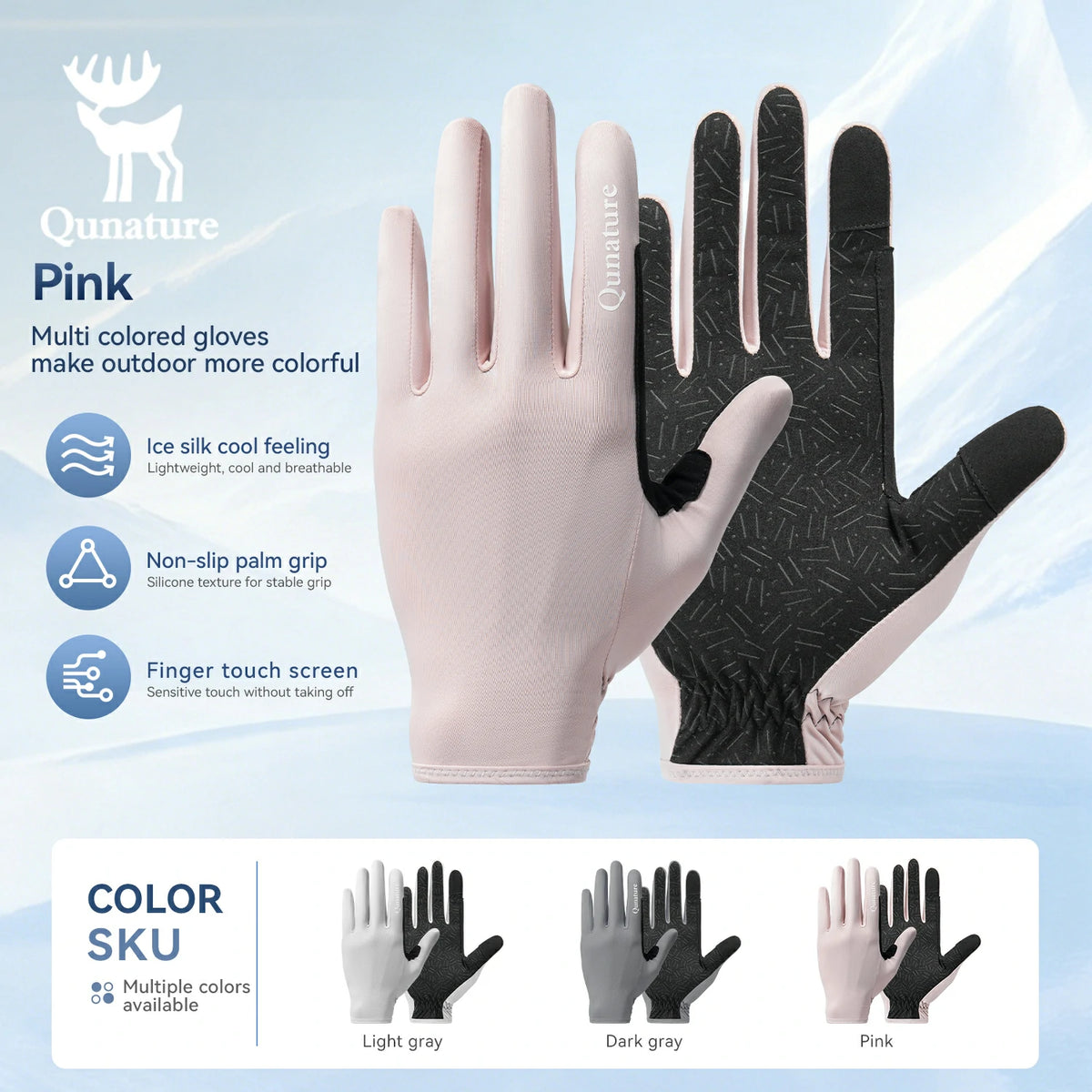 gloves with touchscreen fingertips #Color_Pink