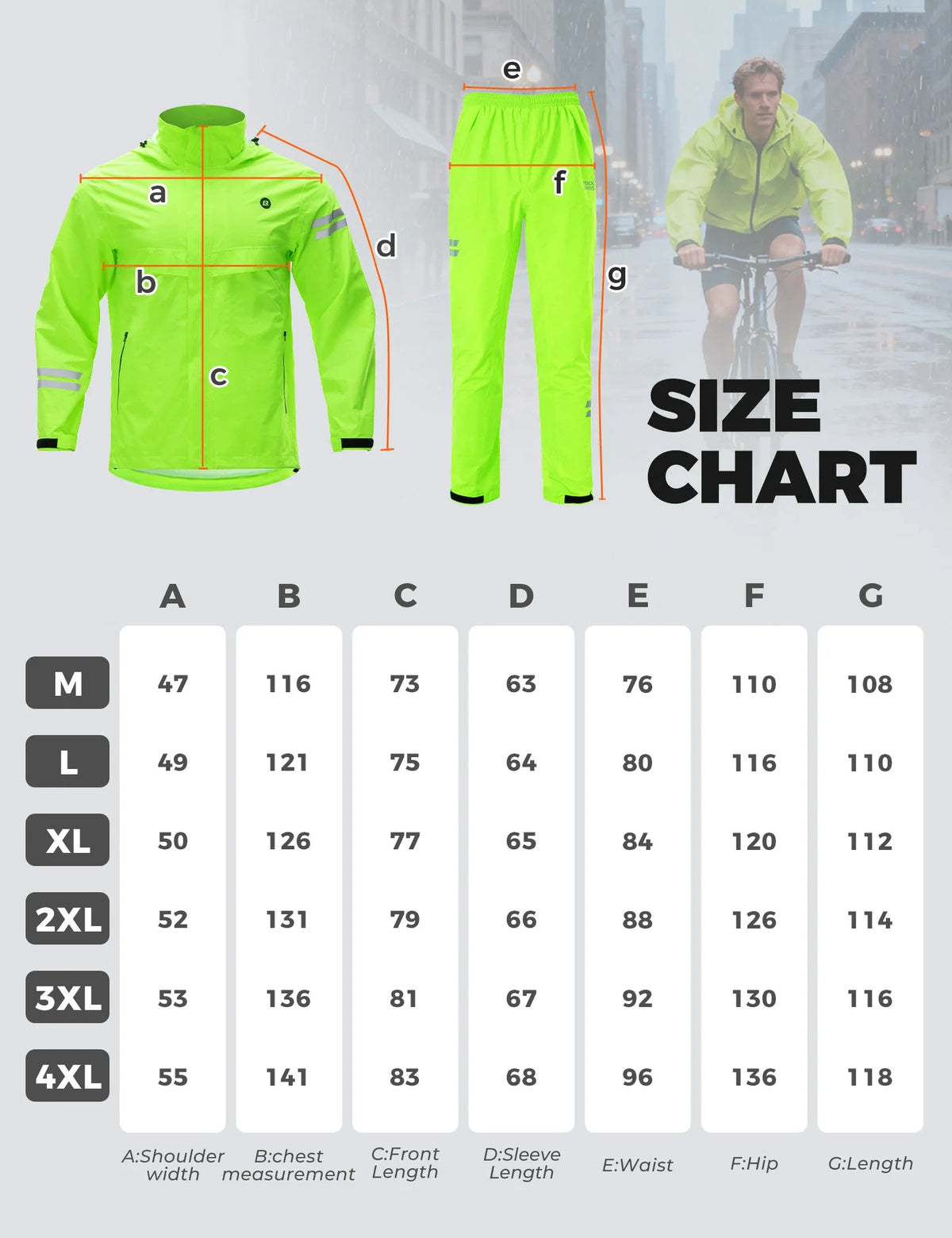 Rockbros waterproof cycling rain suit worn in wet weather conditions