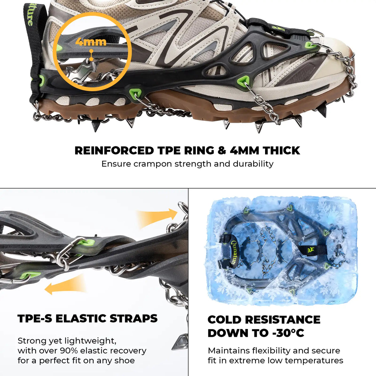 22 Anti Slip Stainless Steel Crampons for Shoes and Boots