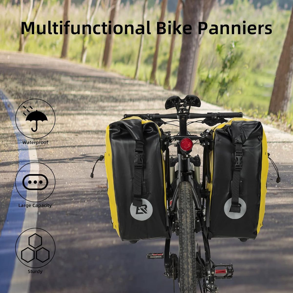 rockbros yellow cycling panniers#color_yellow