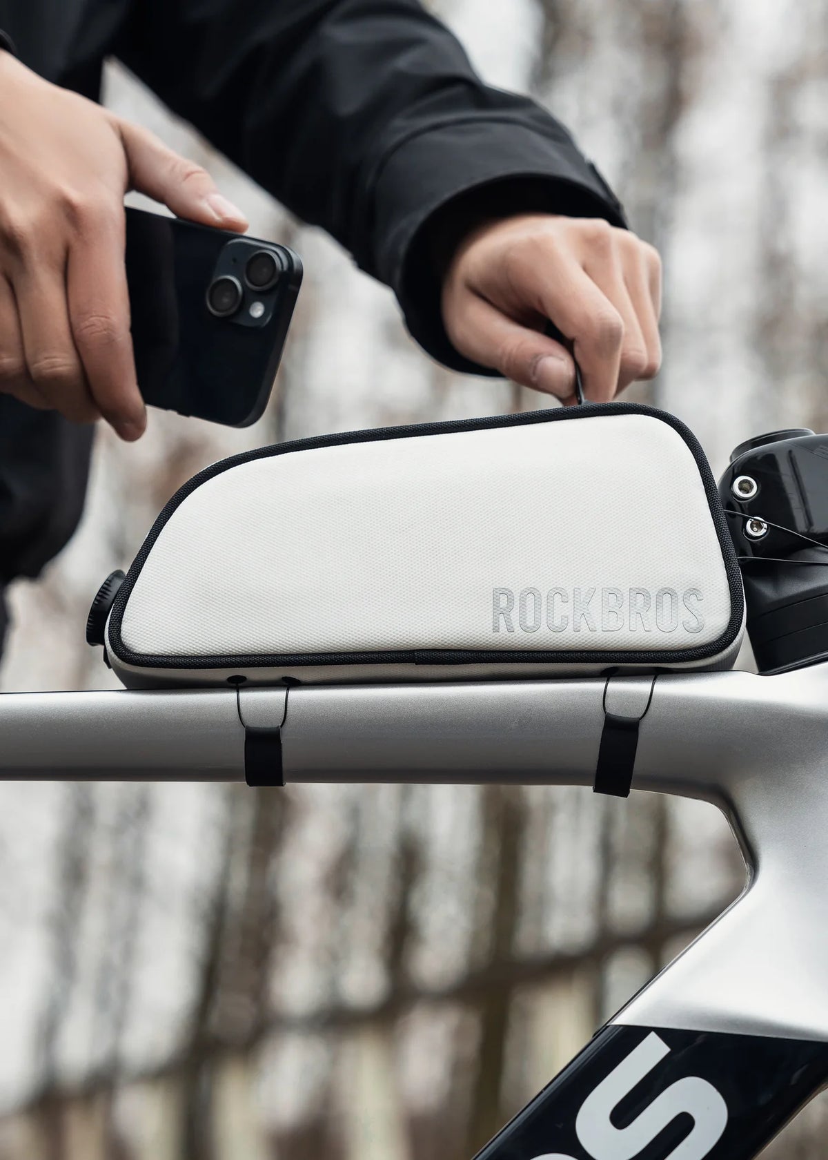 rockbros white bike pouch#color_white