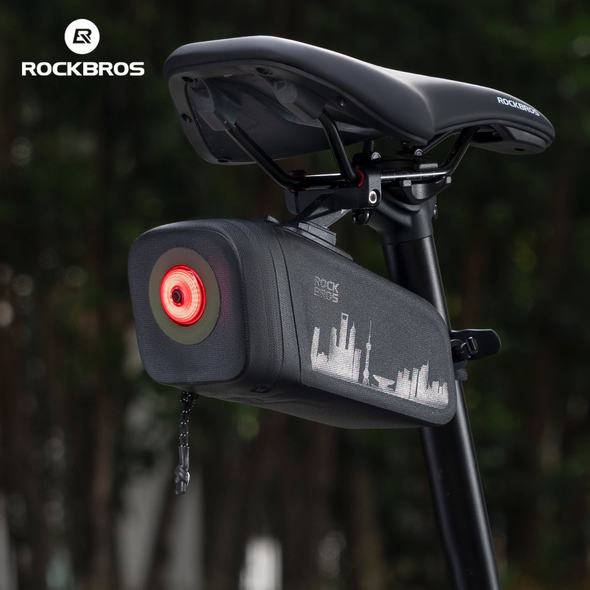ROCKBROS Bike Saddle Bag Waterproof with Brake Sensor Tail Light