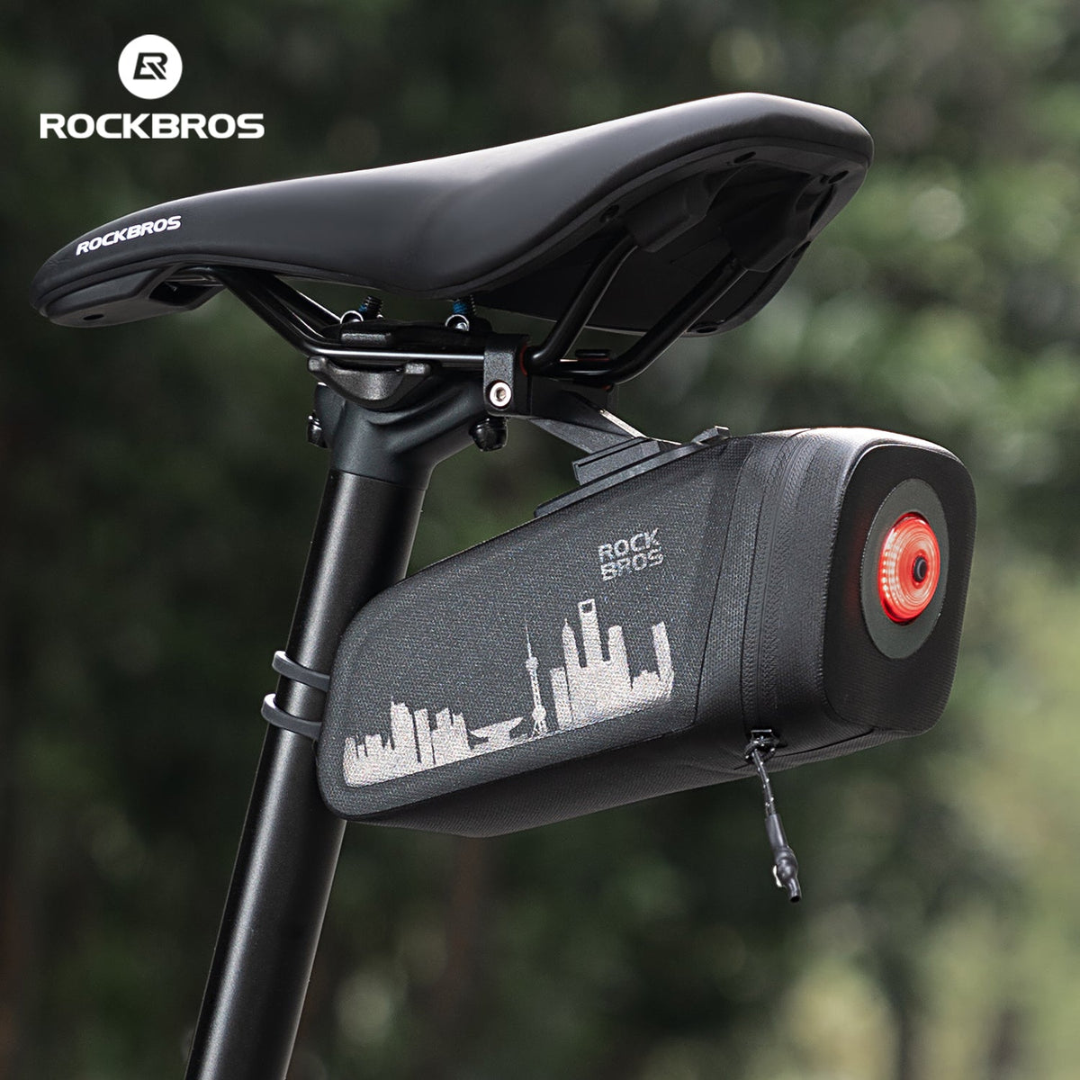 ROCKBROS Bike Saddle Bag Waterproof with Brake Sensor Tail Light