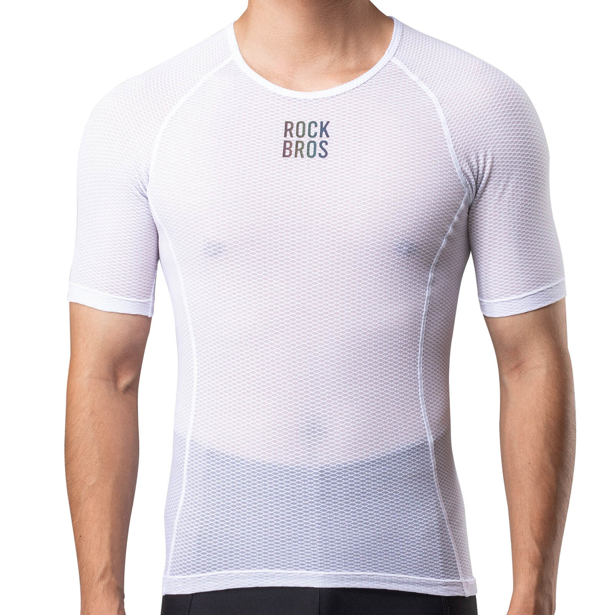 rockbros men's mesh cycling jersey with short sleeves, breathable and quick-drying design for warm weather rides