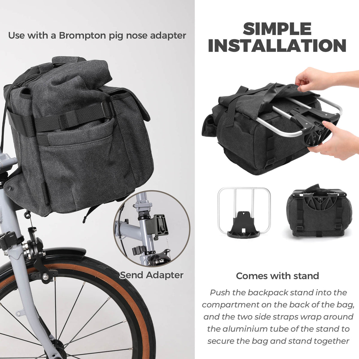 rockbros folding bike handlebar bag and backpack h46 convertible commuter storage solution