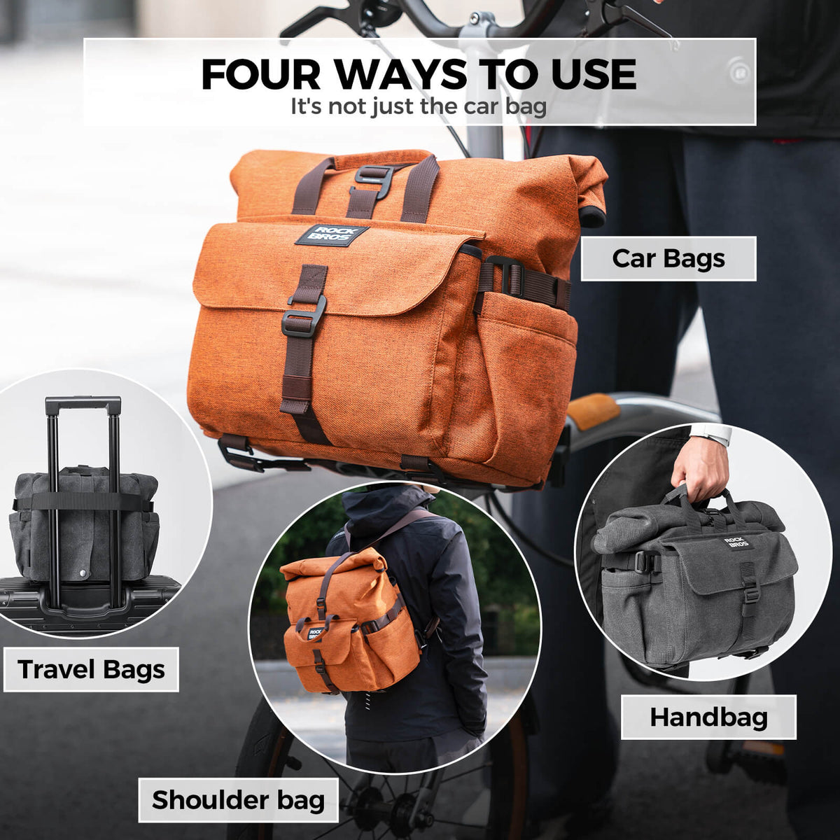 rockbros folding bike handlebar bag and backpack h46 convertible commuter storage solution