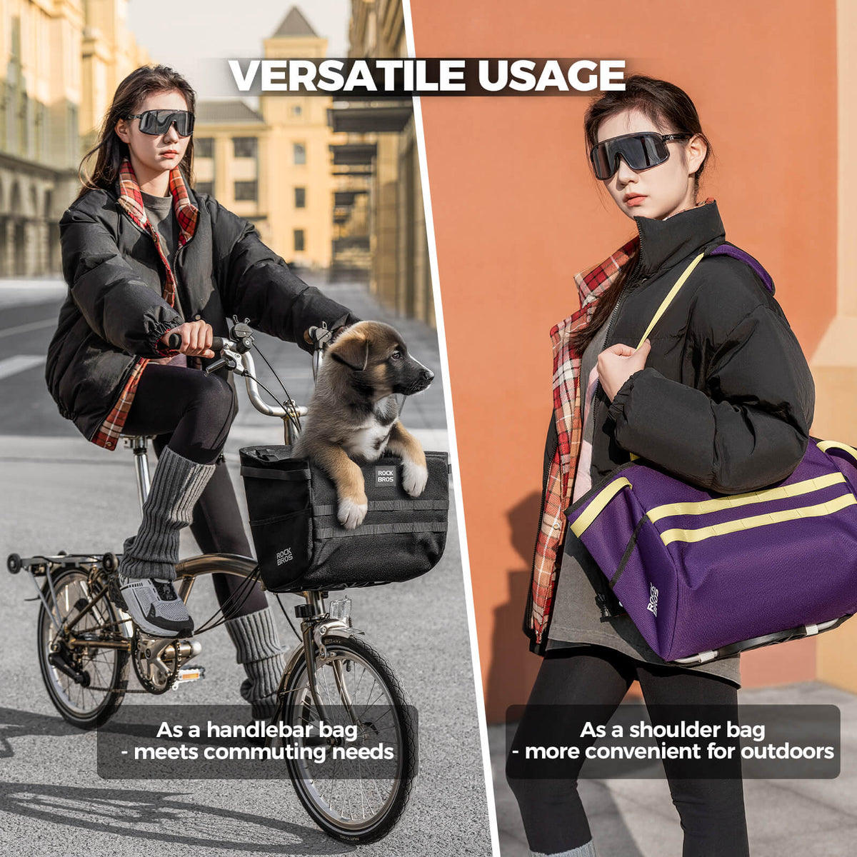 rockbros folding bike handlebar bag w016 multifunctional basket bag for convenient front storage