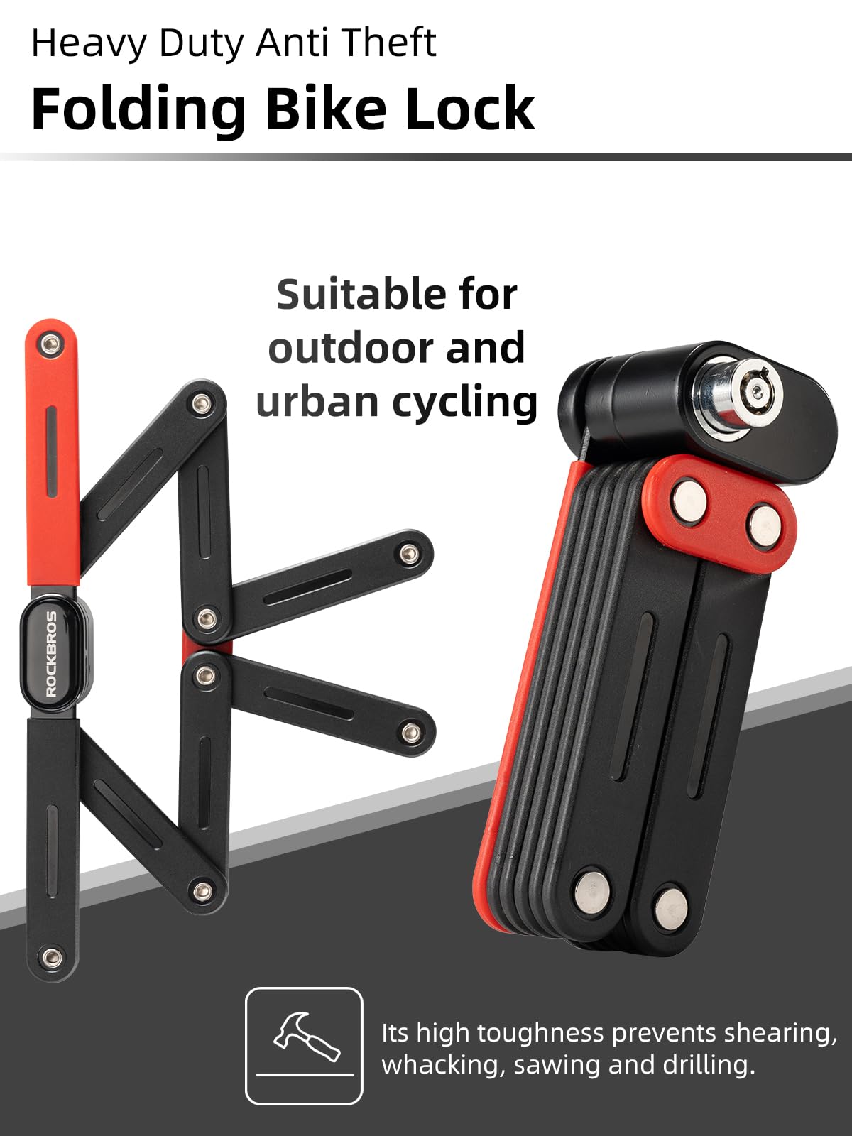 rockbros-folding-heavy-duty-anti-theft-bike-lock-120cm/47.24inch-with-2-keys